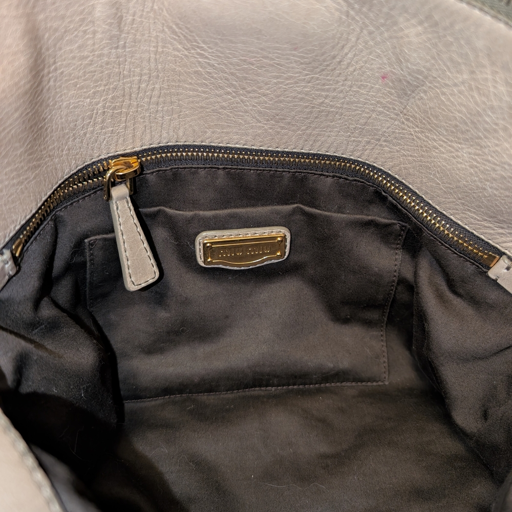 Authentic Miu Miu Taupe Leather Shoulder Bag - Picture 7 of 13